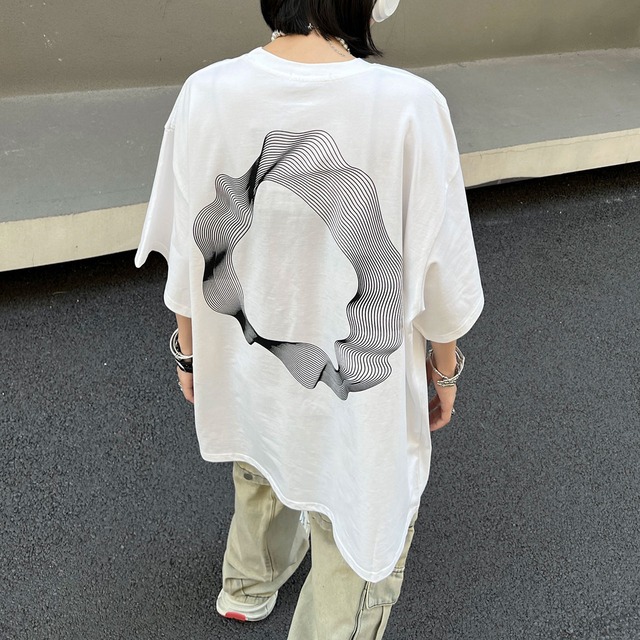 ウェーブアートグラフィックTシャツ 2col R00493