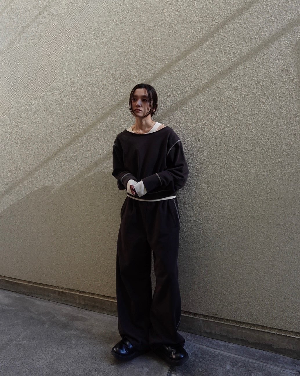 boatneck line sweat【charcoal gray】 | quūi