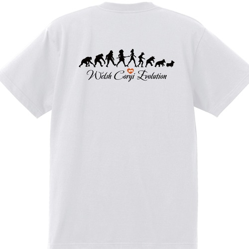 デザインNo.381 コーギー進化論Tシャツ  5.6ozTシャツ　