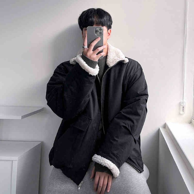 予約販売】ブルゾン アウター ブラック/ベージュ/クリーム 襟ボア 冬  