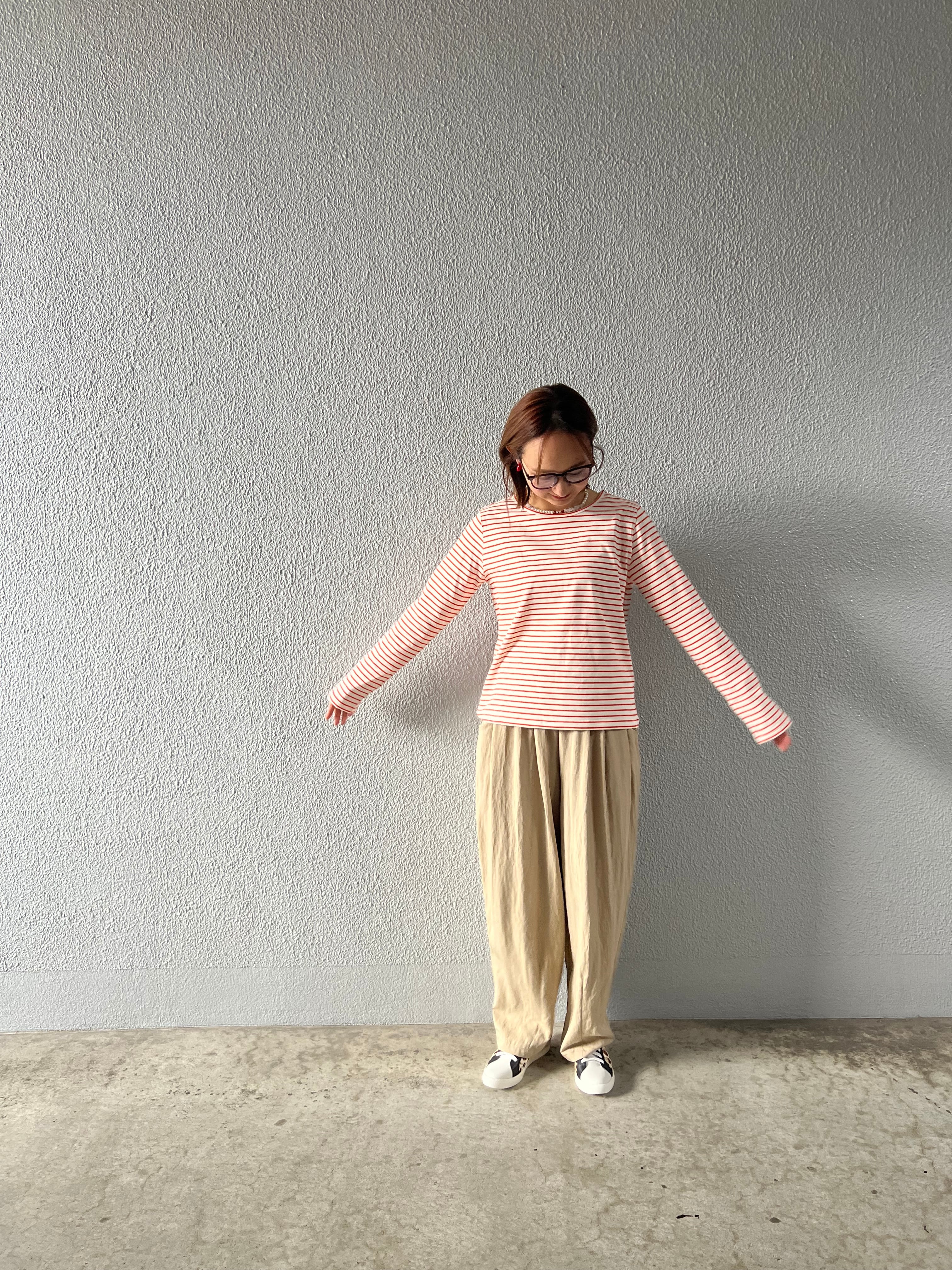 【SELECT】ボーダー天竺クルーネックプルオーバー