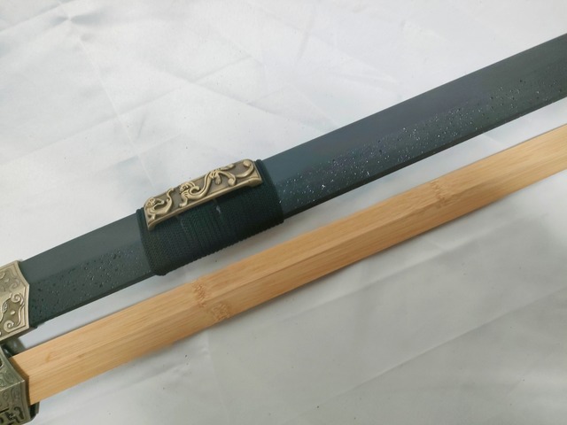 漢剣 黒石目鞘 竹光刀身 模造刀 中国剣