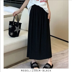 薄手リブストレートスカート