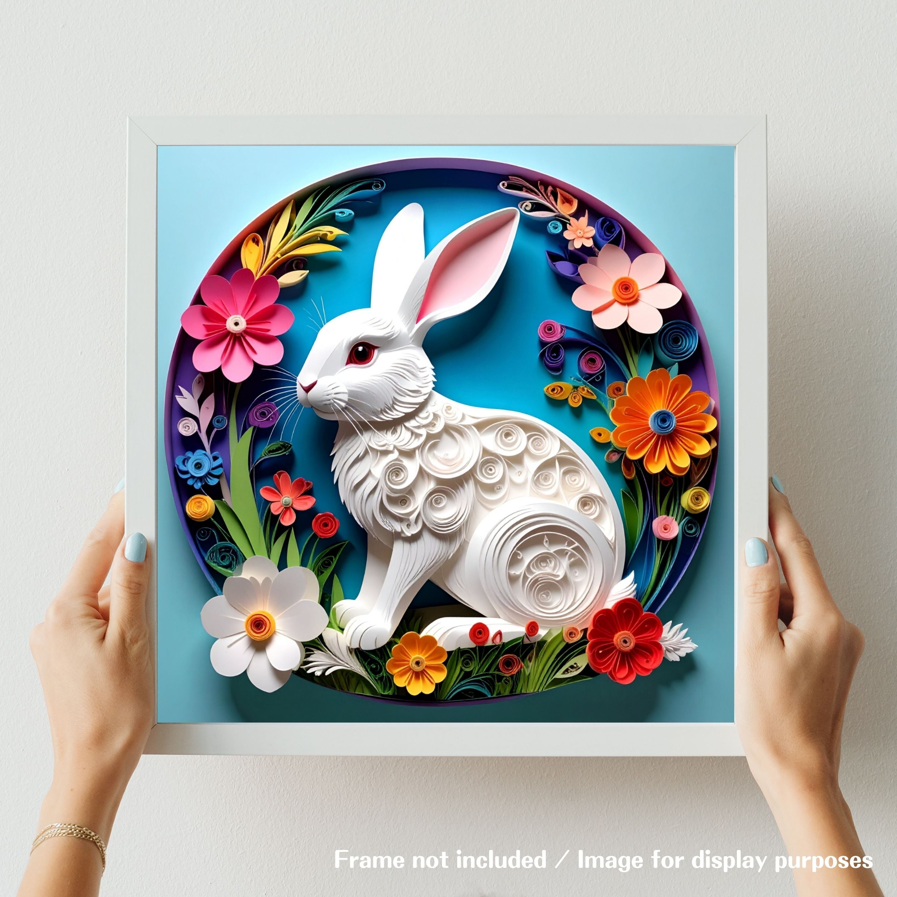 【ダウンロード専用】Printable Wall Art Bunny Papercut Style Set of 6|ペーパーカット風うさぎアート6種セット