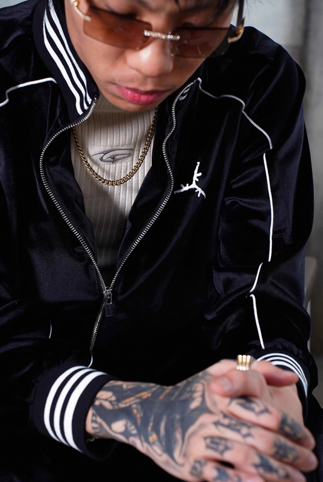 2COLOR/TGFCLUB back logo velor track jacket - 8