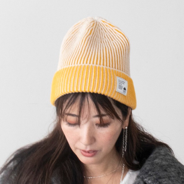 ニットキャップ【ストライプイエロー】58cm 全3色 フリー