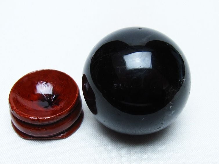 黒水晶 丸玉 35mm モリオン スフィア 置物 一点物 141-8218 | 天然石