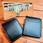 マネークリップ付 レザーカードケース（カーボンレザー、牛革、バッファローレザー）