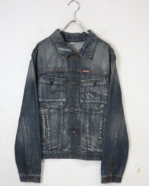 【Caka act2】Pocket Gimmick Aging Design Denim Jacket