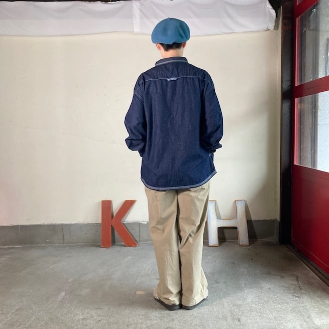 快晴堂デニム シャツ 5+ 快晴堂 レディース メンズ シャツ ステッチ沢山シャツ HAYATE デュアル