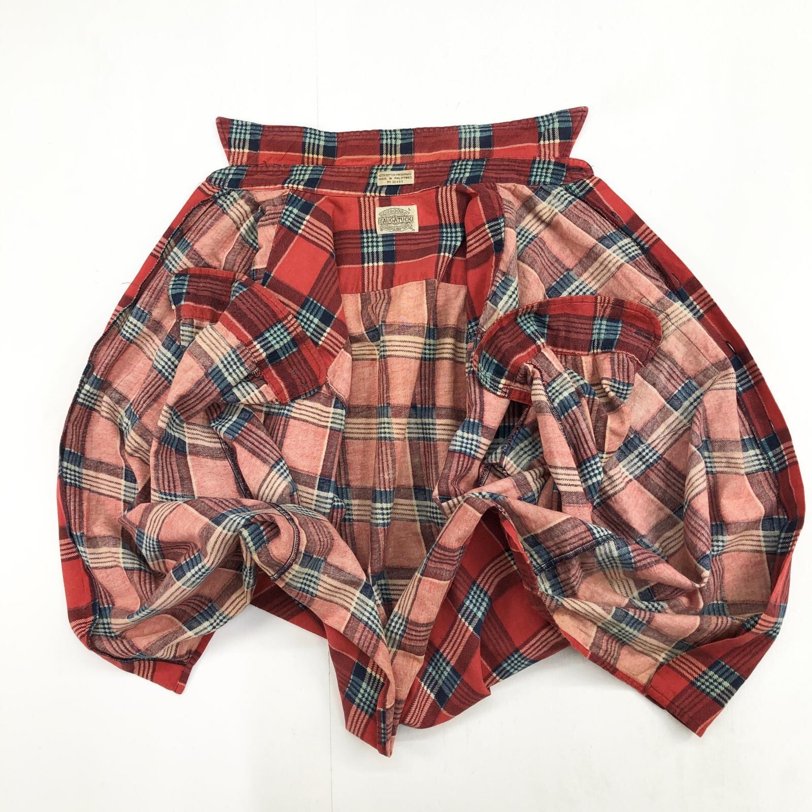 SAUGATUCK 80- 90年代 襟芯入り チェック柄 プリント ネルシャツ