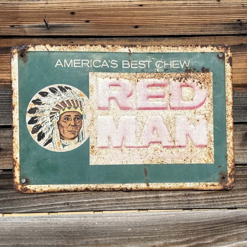 1970's US Vintage RED MAN Chewing Tobacco Embossed Metal Sign、70