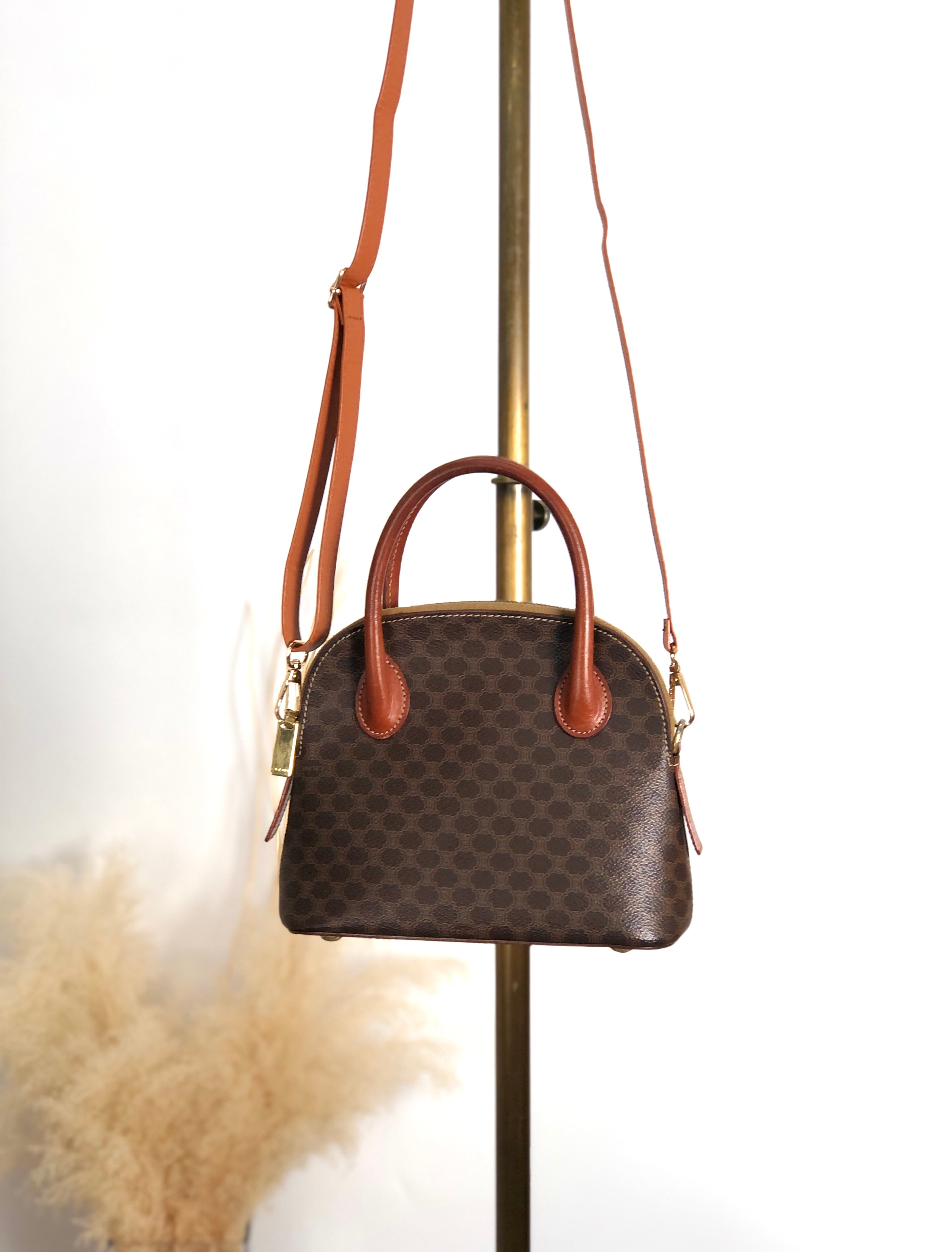 CELINE セリーヌ マカダム PVC レザー ミニボリード ハンドバッグ ブラウン vintage ヴィンテージ オールド mmpyfi