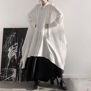 〈Unisex〉Irregular Long Huge Shirt【TR1411】