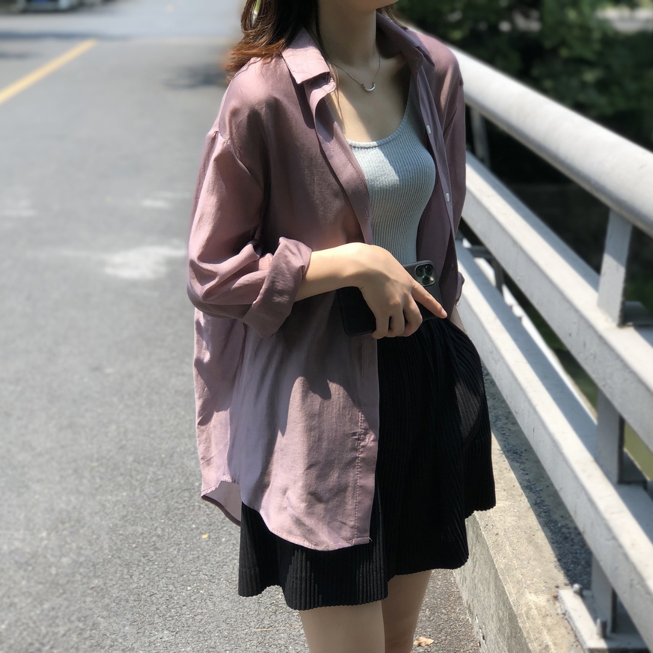 バックスリット リボン シャツ 10032