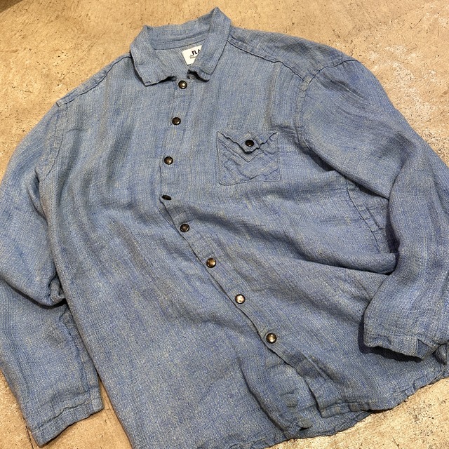 FLAX LINEN SHIRT SAX BLUE