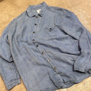 FLAX LINEN SHIRT SAX BLUE