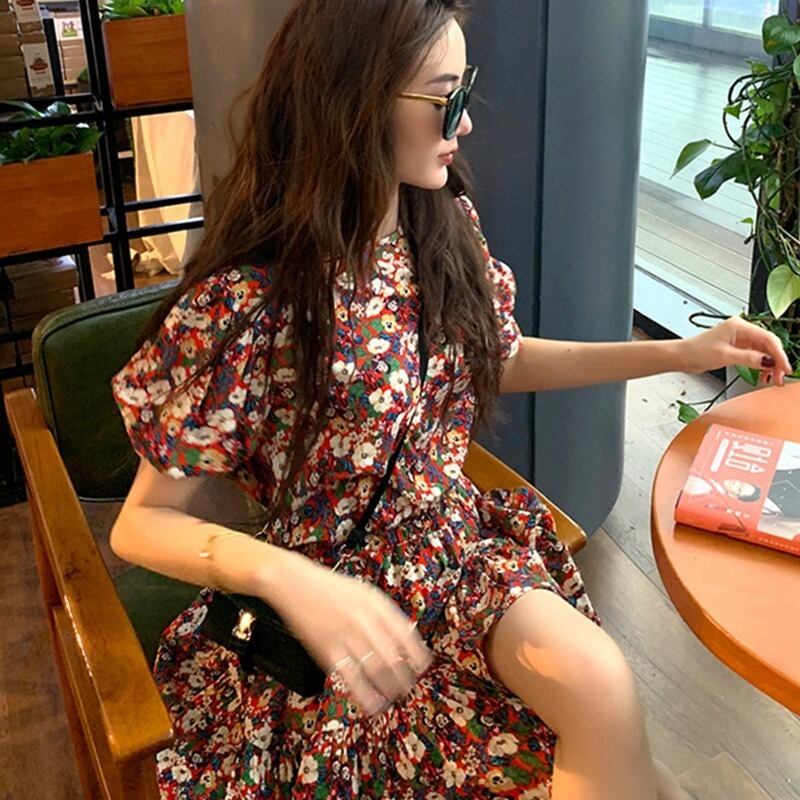 【新作】【送料無料】 女性用の新しいデイジースカート、夏の花柄ドレス、レディーススカート、ティーブレークスカート、ショートスカート、ミドル丈のAラインスカート 0230721772869