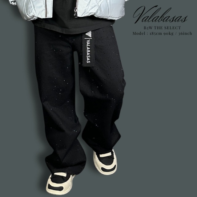 VALABASAS「"Convince" Baggy Pants Jet Black」
