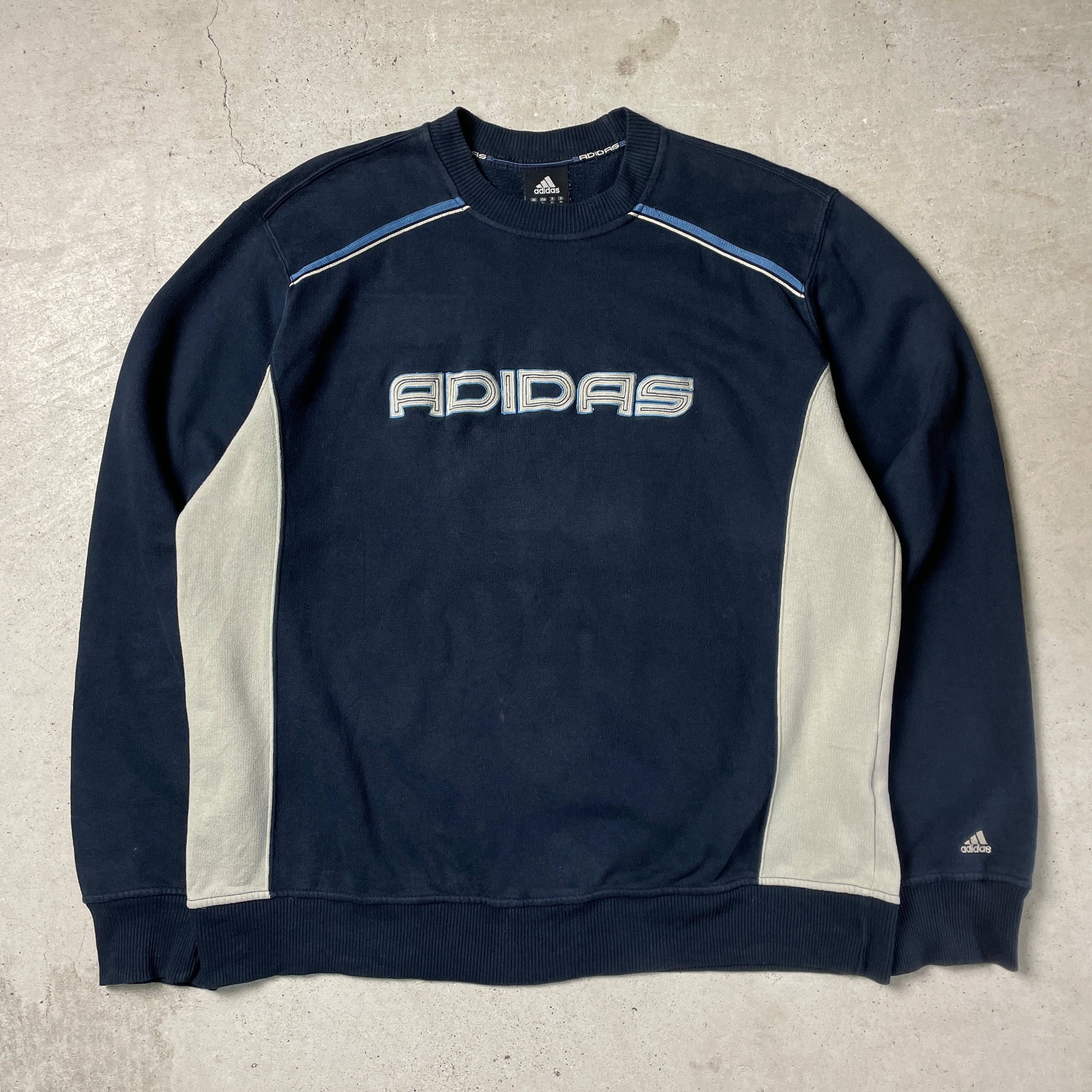 00年代 adidas アディダス ロゴワッペン 切替 スウェットシャツ メンズXL 古着 00s ビンテージ ヴィンテージ Y2K トレーナー  ネイビー 紺色 ベージュ ブルー 青 【スウェット】 | cave 古着屋【公式】古着通販サイト powered by BASE