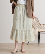 【Emago.】 スカート フラワー 総柄プリント 9分丈