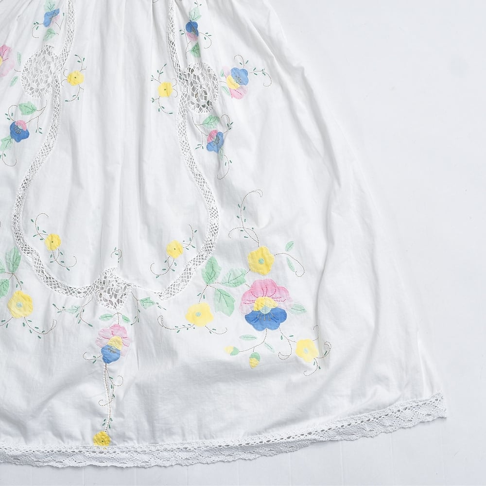 Remake リメイク ハンドメイド フラワー刺繍&レース パッチワーク