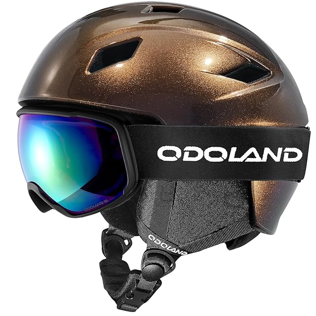 Odoland スキーヘルメットセット ゴーグル付き スノーボードヘルメット