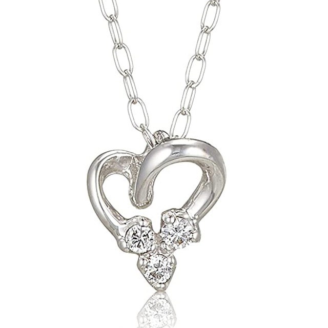 K10ホワイトゴールド ダイヤモンド0.01ct ハートキーモチーフ  