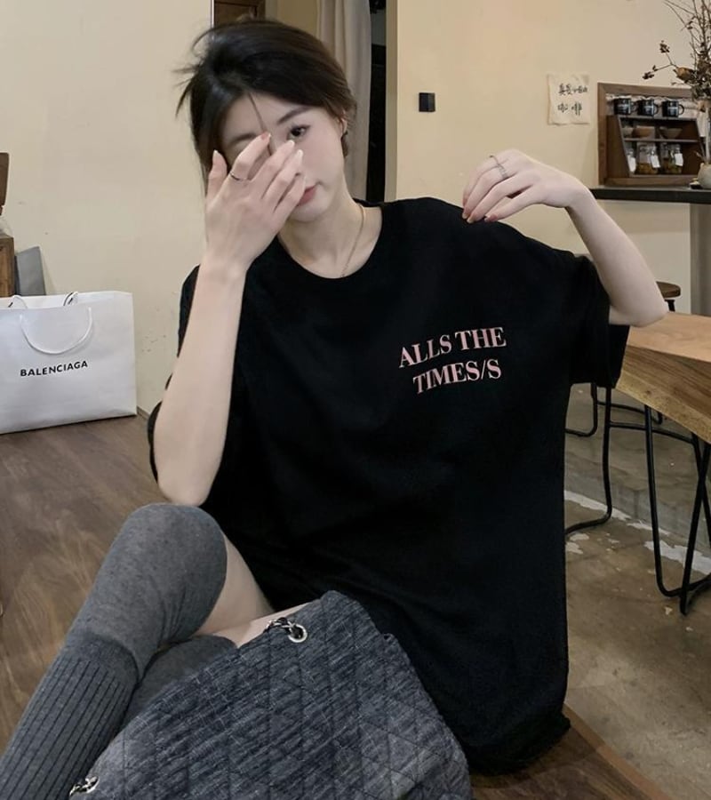 後ろ姿もおしゃれに決まる♪ ロゴ ベア バックプリント オーバーサイズ カットソー トップス Tシャツ ビッグサイズ ビッグシルエット ゆったり  ルーズ 韓国ストリート ゆるダボ ペア ユニセックス メンズライク コットン くま lamitte deco トレンド 韓国ファッション ...