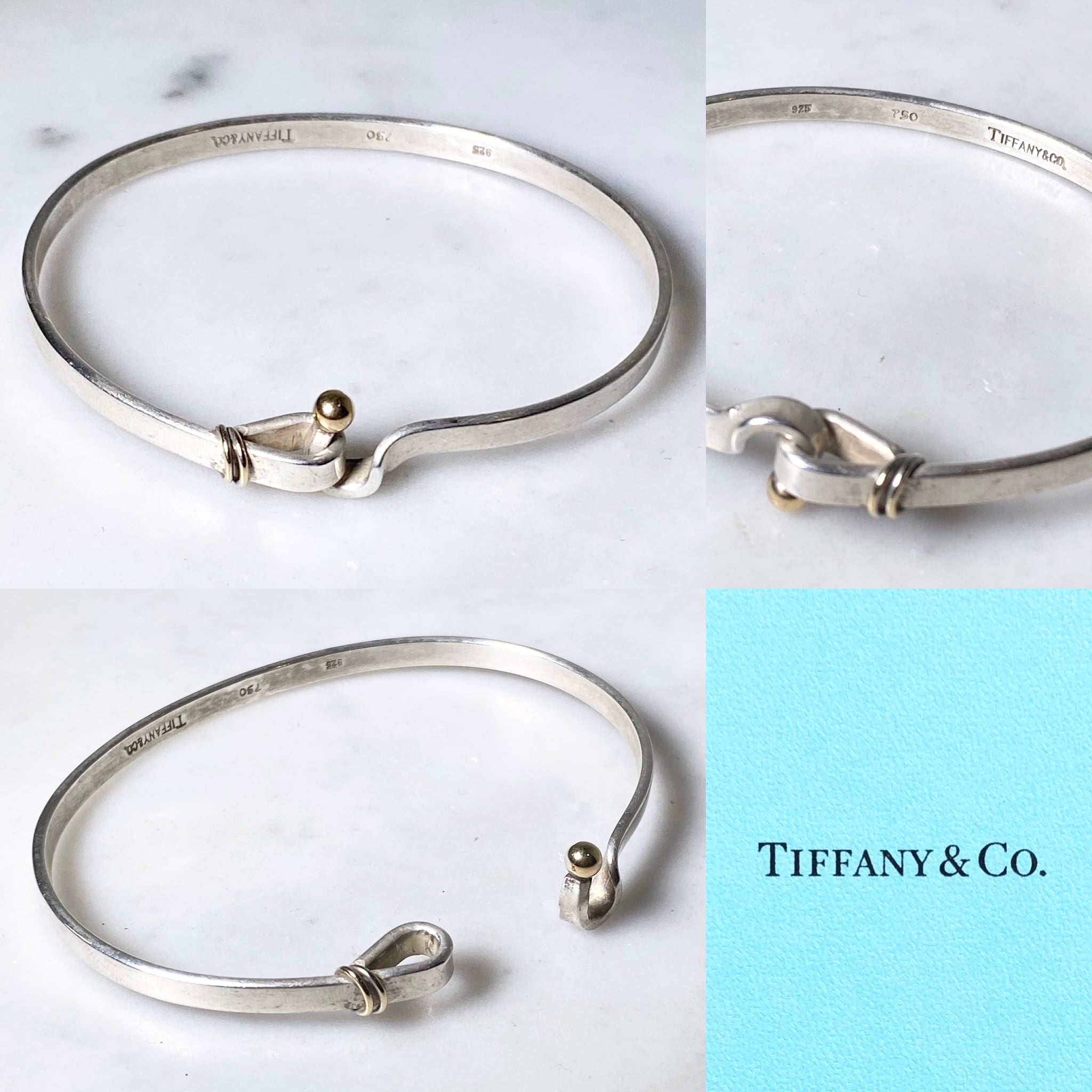 vintage TIFFANY silver × k18 hook design bracelet “hook&eye