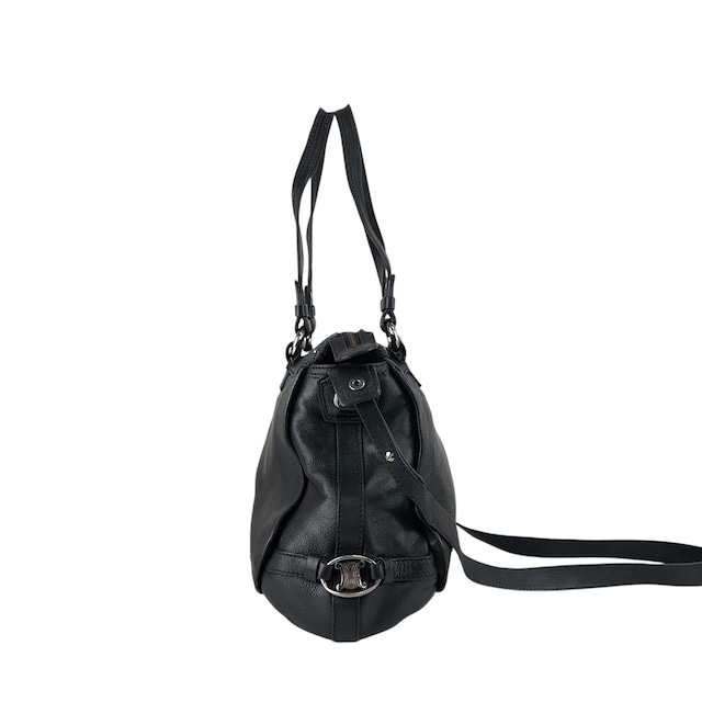 CELINE セリーヌ トリオンフ ハンドバッグ ショルダーバッグ 2way ブラック プレートロゴ レザー vintage ヴィンテージ オールド 4xt5x6