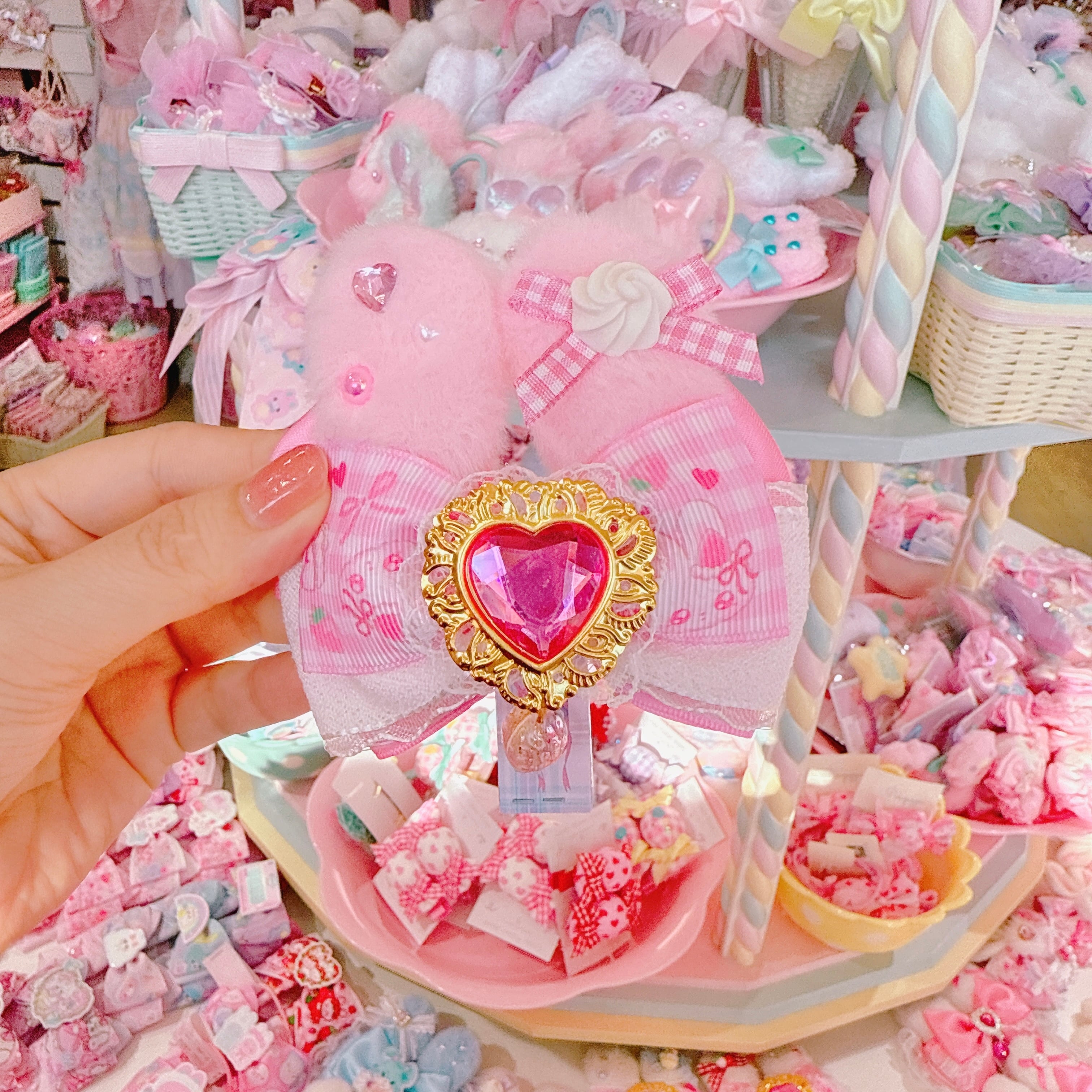 【F7】62-77うさ耳リボンヘアクリップ