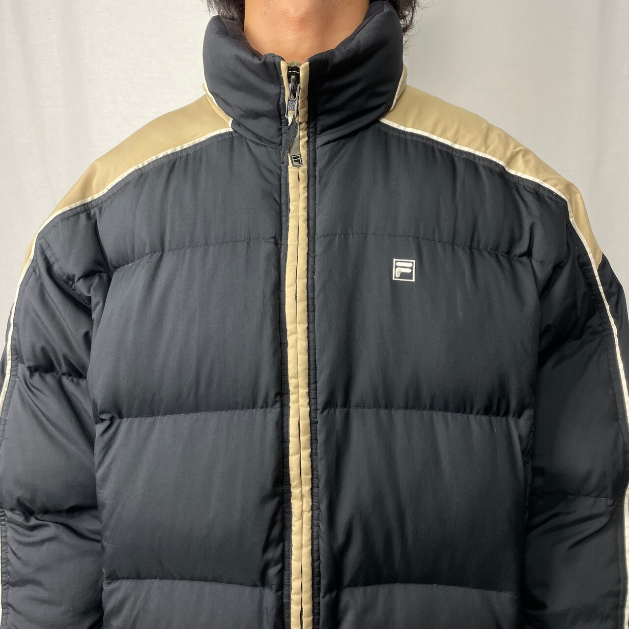 FILA フィラ ダウンジャケット メンズ2XL相当 古着 切り替えデザイン 