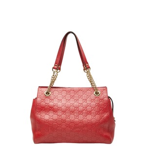 グッチ グッチシマ チェーン トートバッグ 453773 レッド レザー レディース GUCCI 【中古】