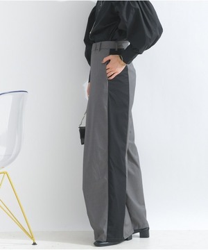 sun016 配色ラップパンツ gray