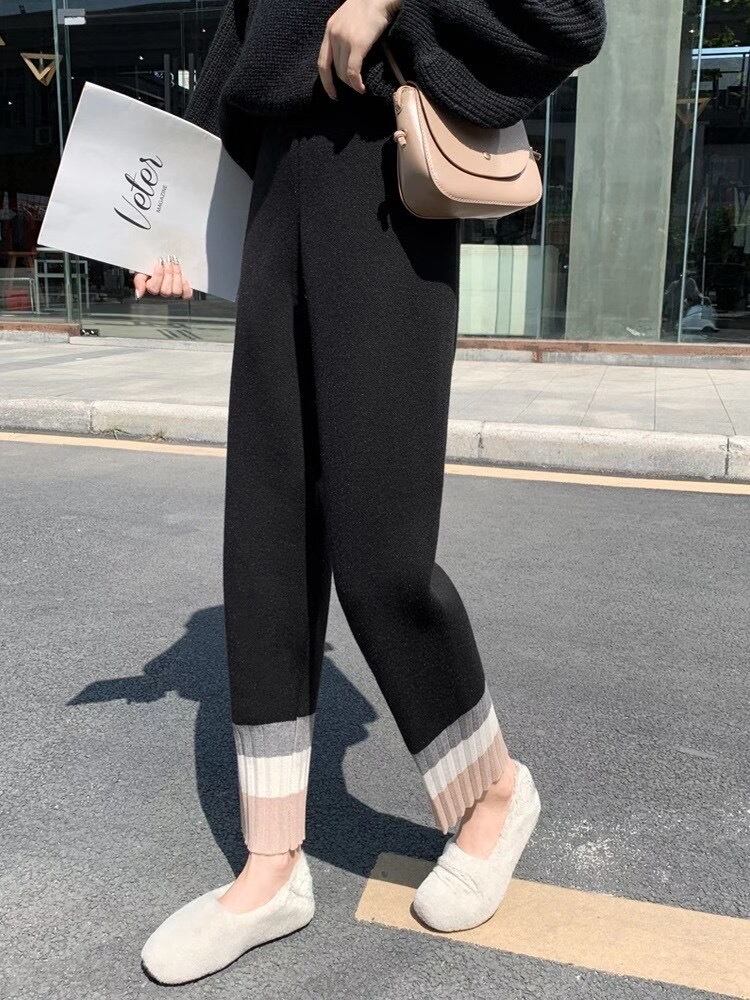 切り替えニットパンツ