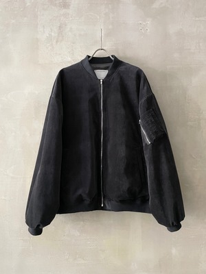 T/f Lv6 chambray matte velvet bomber jacket - black