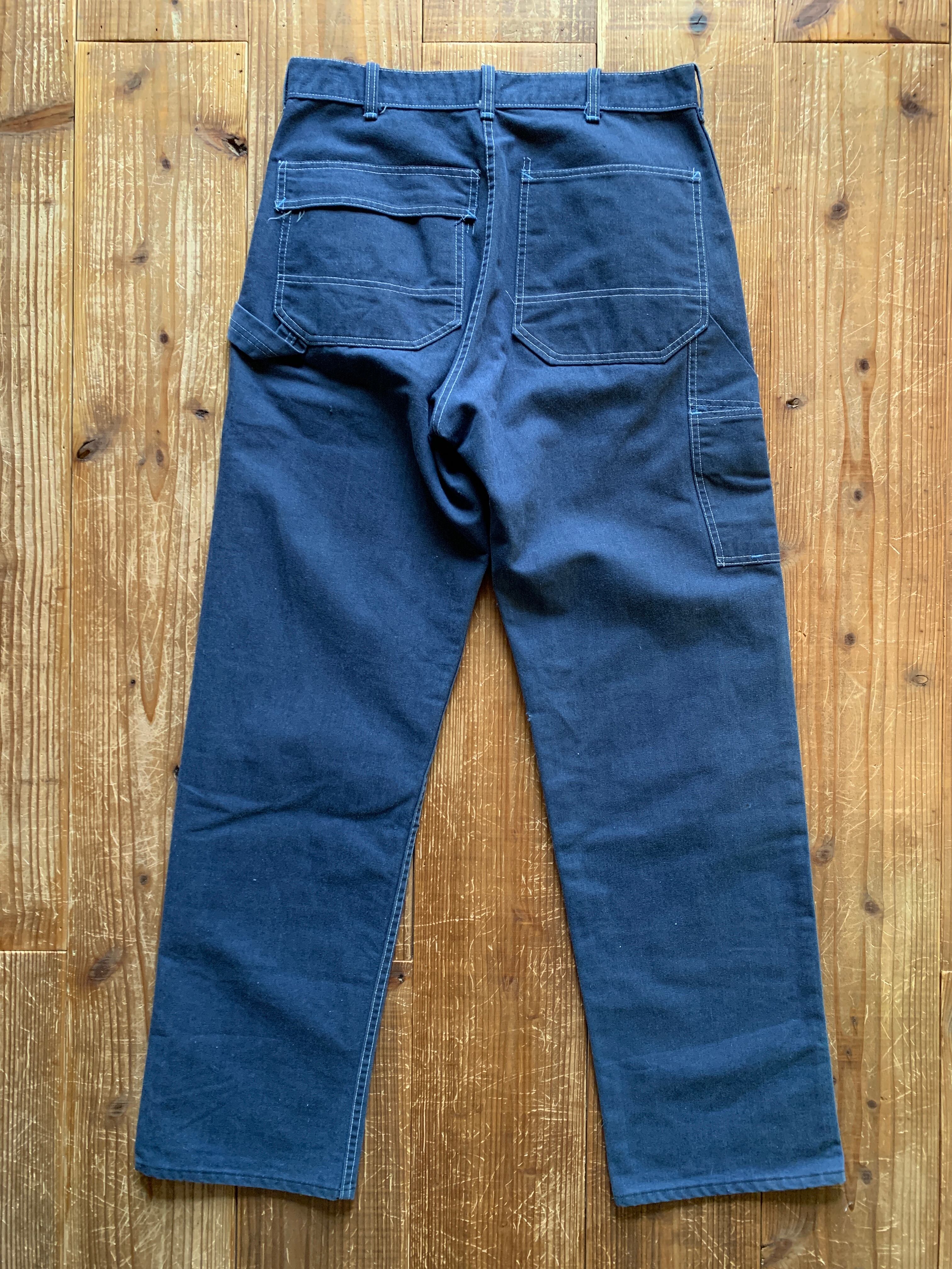 70's Sears VAT DYED DENIM ペインターパンツ 濃紺 実寸(35x32.5)