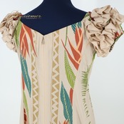 フラダンス 衣装 ワンピース ドレス ベージュ系 マーメイドライン ラウアエ柄 アンスリウム柄 ヤシ柄 リーフ柄 フラ ダンス 緑 赤 茶 MermaidLine MMJ エムエムジェイ 日本製 ハワイアン アロハ グリーン系 レッド系 オレンジ系 ブラウン系