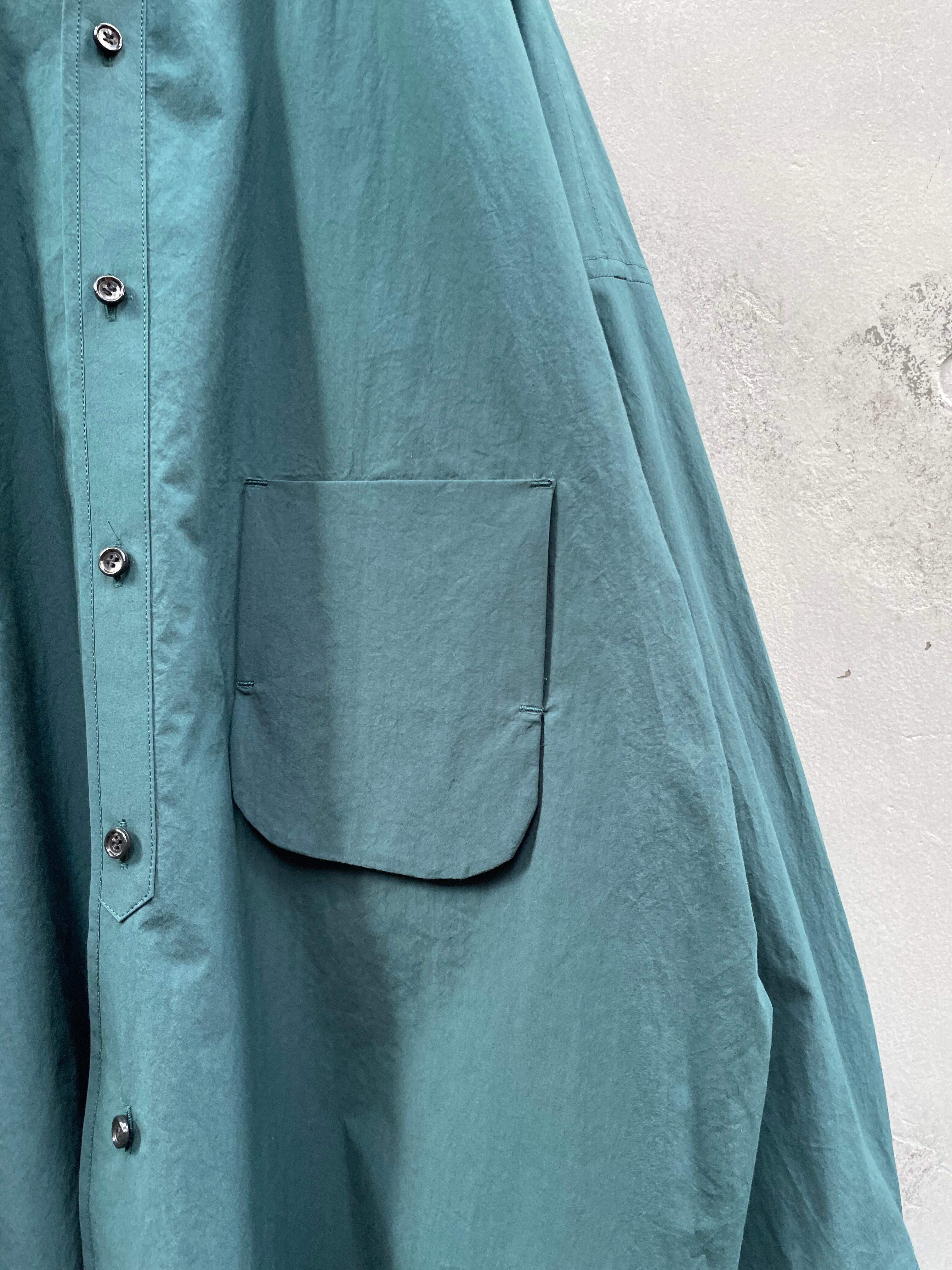 『my beautiful landlet』TYPEWRITER OHMI TUMBLER STANDCOLLAR SHIRT / GREEN | SUKIKIRAI powered by BASE