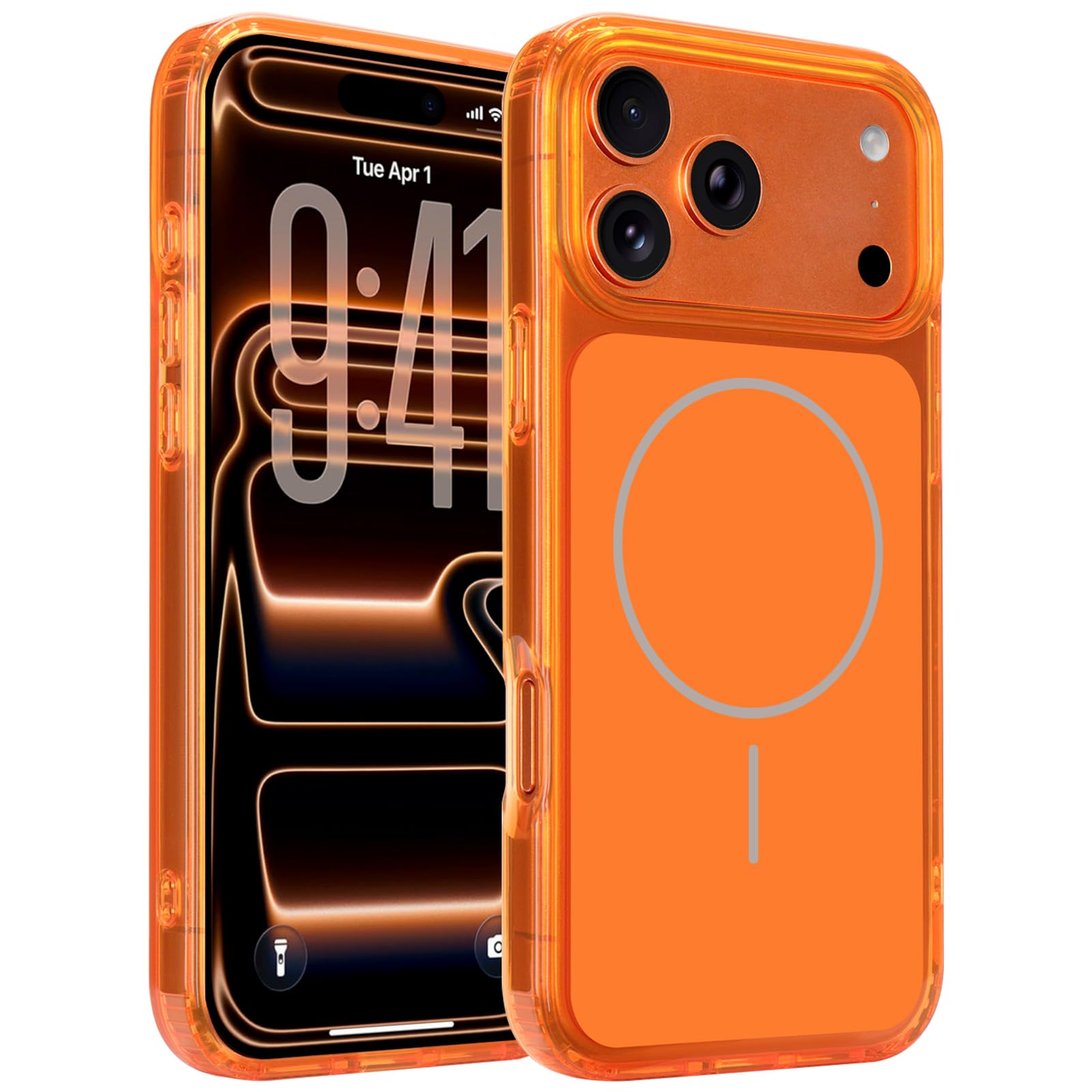 PepmuneiPhone 18 Pro/iPhone 17 Pro用 ケース Magsafe対応 耐衝撃 IMD加工 カバー(オレンジ)