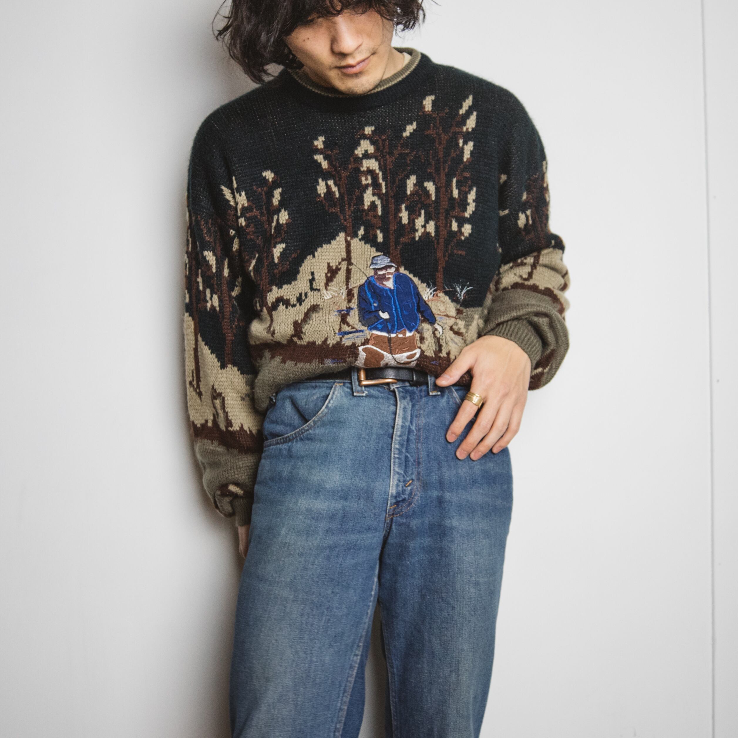 釣り人刺繍 ニットセーター【1127A46】 | 【公式】Thrift Tokyo 
