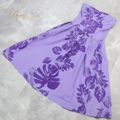 フラダンス 衣装 ワンピース ドレス CC Fashions パープル系 ハワイ製 キャミソールワンピース チューブトップ ワンカラー モンステラ柄 かわいい 華やか 鮮やか 明るい ハワイアン アロハ ハワイアンプリント フラ ダンス レッスン 練習