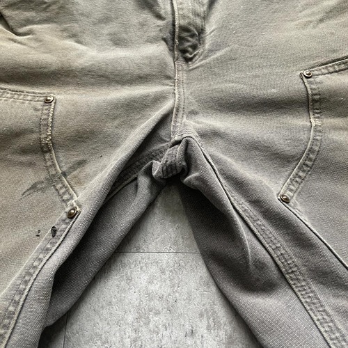 00s USA生地グレー ダブルニー Carhartt B136 31×32 詳細写真7