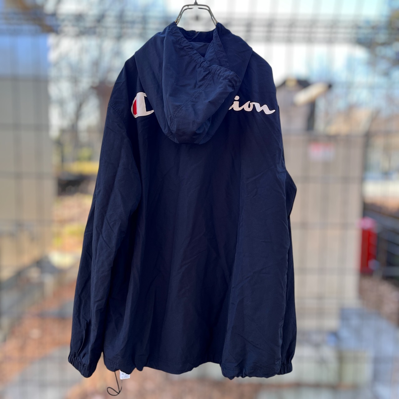 【Champion】ビッグロゴ アノラックパーカー XL 黒