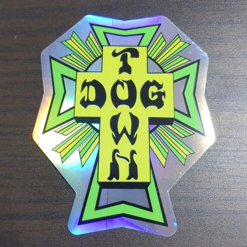 【ST-135】Dogtown Skateboard ドッグタウン STICKER スケートボード ステッカー Green Foil Cross Logo