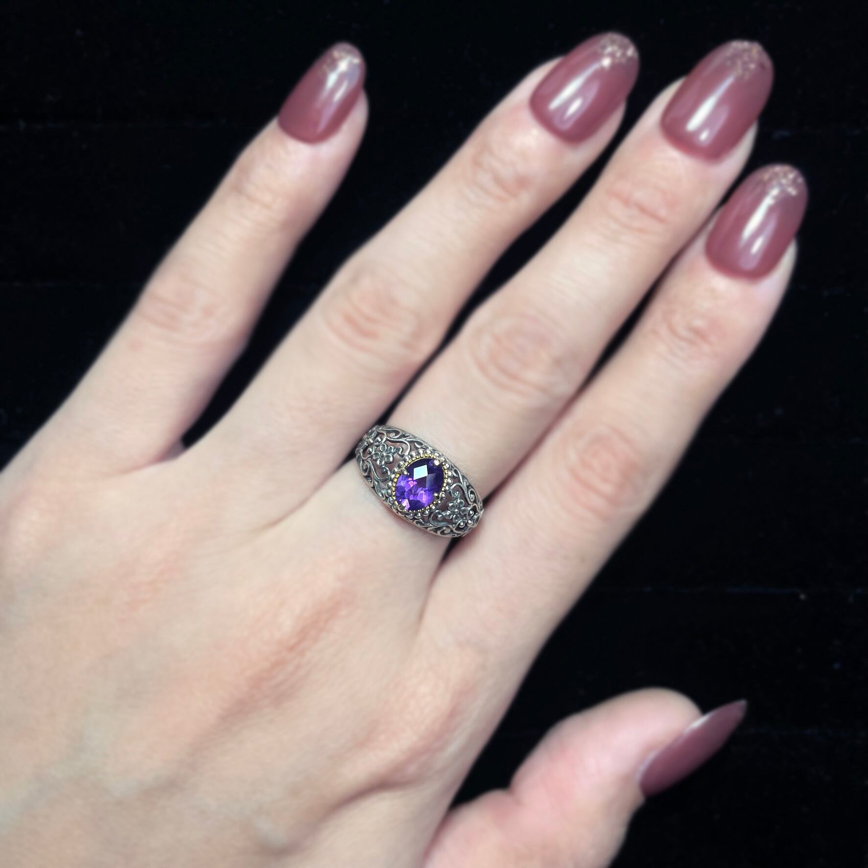 Alice｜アリス 十字爪 リング (K18 ＆ SV925) アメジスト | CheReine