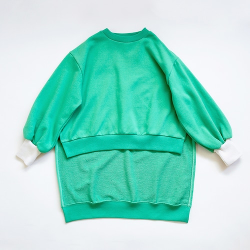 Back long pullover    kids XL(130-140)  / Green