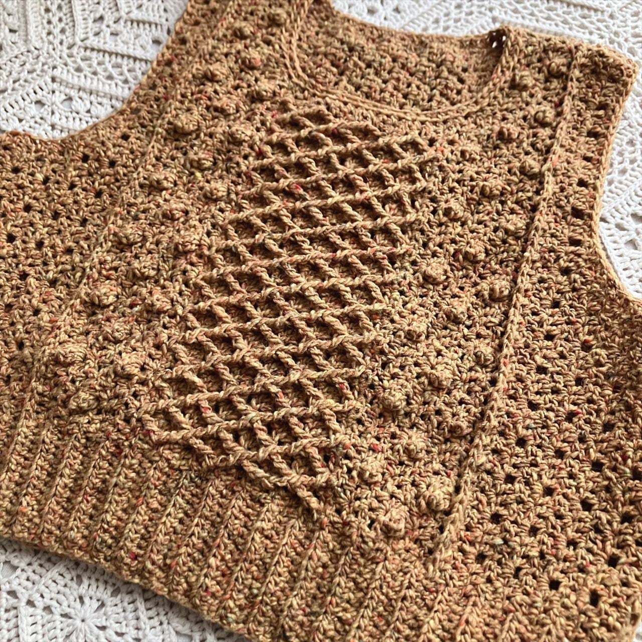 編み図のみ】かぎ針編みのアラン模様ベスト（印刷版） | 手編み雑貨の