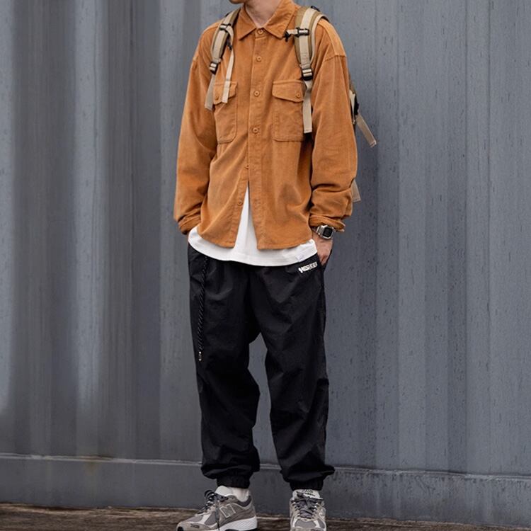 ★TEXTURED PLAIN CORDUROY WORK SHIRT　　　A0785